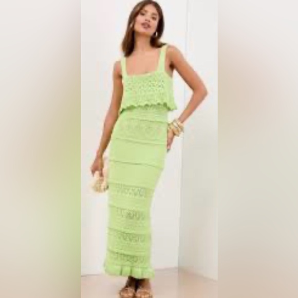 ZARA Lime Green Crochet Maxi Dress - Picture 4 of 11